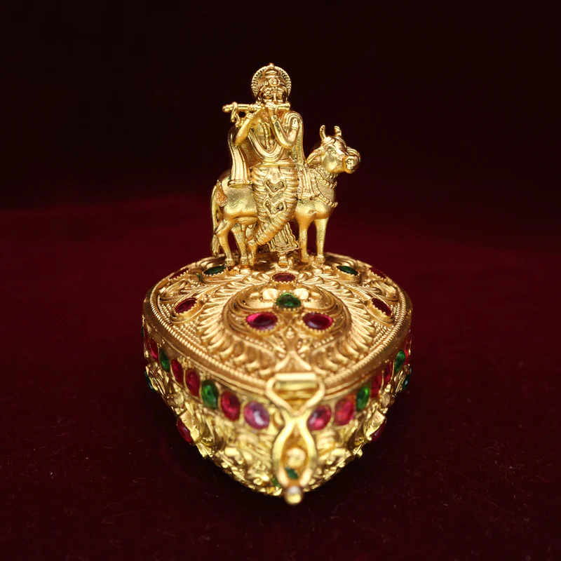 Antique Premium Kemp Lord Krishna Kumkum Box